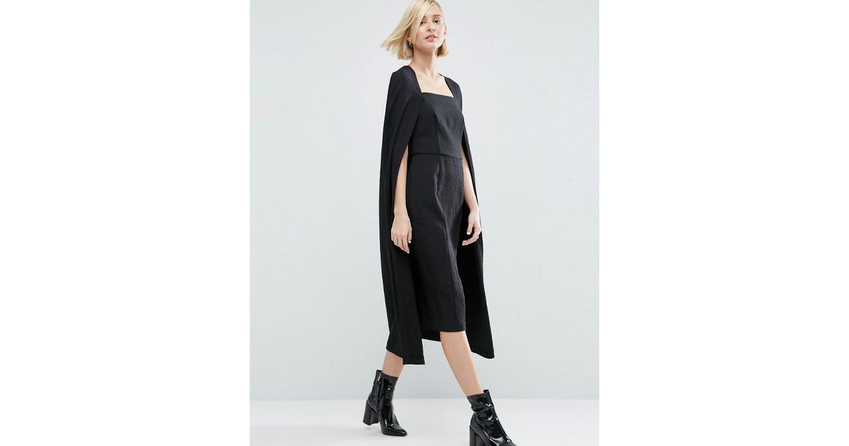 cape detail midi dress