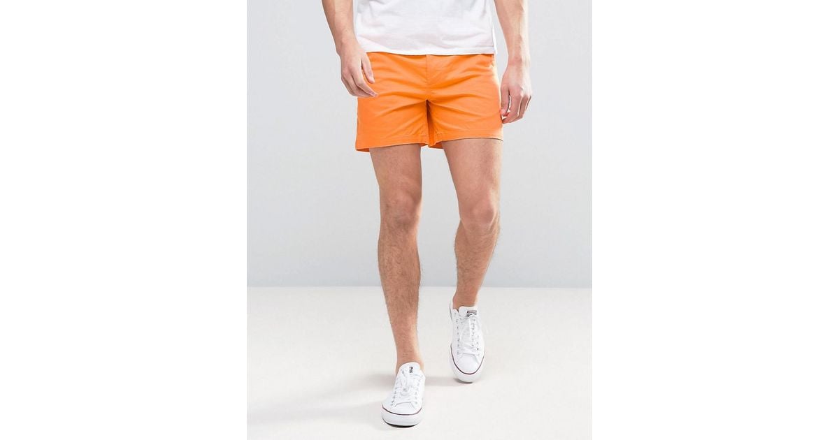 orange chino shorts