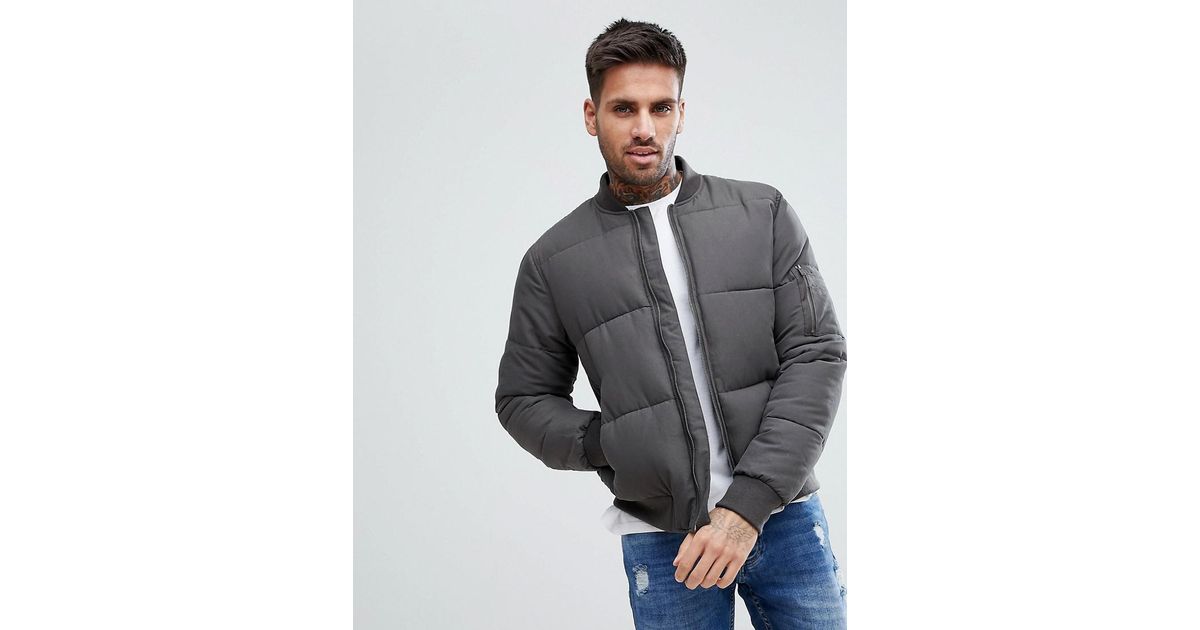 New Look Puffer Bomber Jacket In Khaki in Green for Men | Lyst Canada