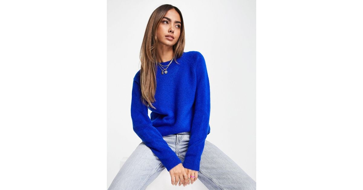 Super Soft Round Neck Knitted Sweater in Blue |