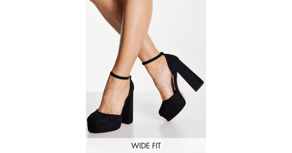 ASOS Wide Fit Priority Platform High Heeled Shoes in Black | Lyst