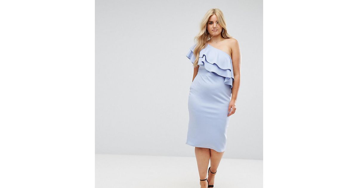 asos blue ruffle dress