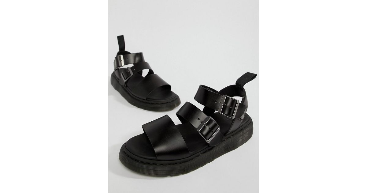 dr martens gryphon strap sandals in black
