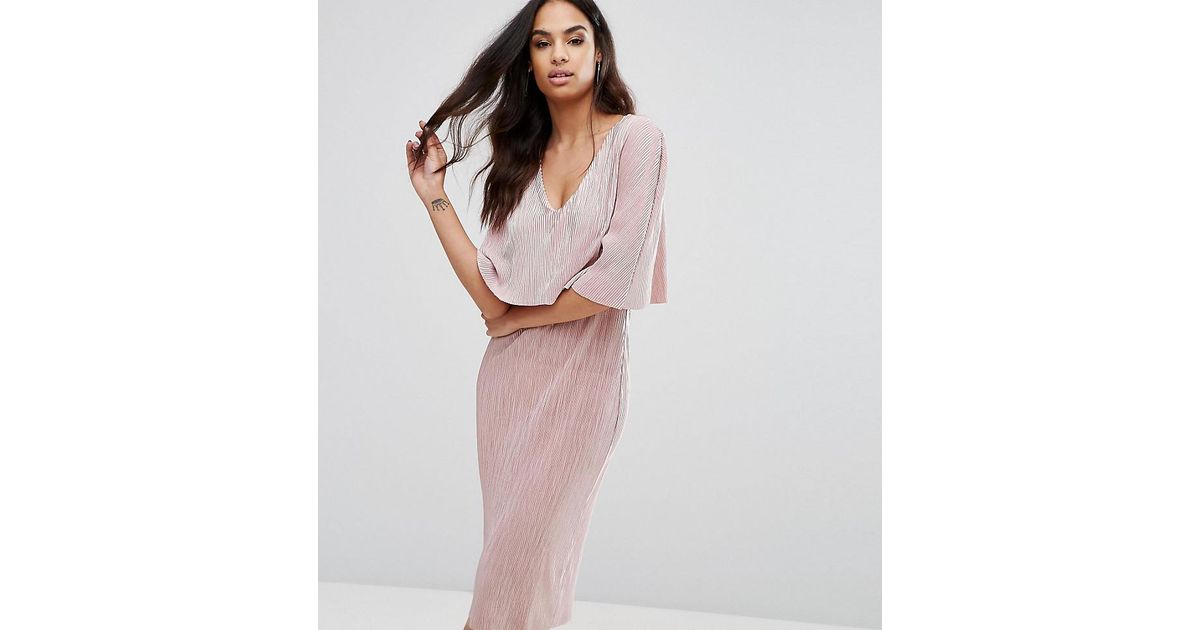 midi dress with cape overlay