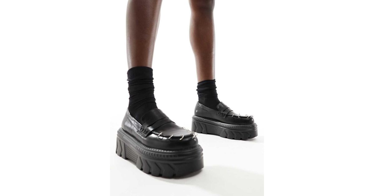 Koi Footwear Koi Esgar Chunky Punk Loafers in Black Lyst UK