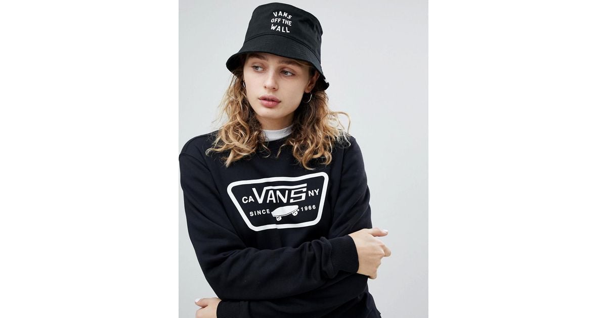 Vans Canvas Logo Bucket Hat In Black - Lyst
