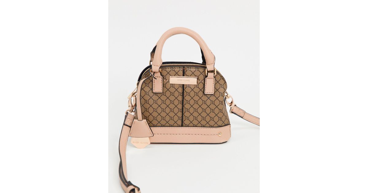 River Island Mini Kettle Monogram Logo Bag in Natural Lyst Australia
