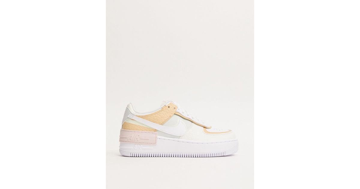 Nike Air Force 1 Shadow Tonal Cream And Orange Sneakers in Natural | Lyst