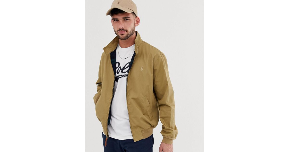 Polo Ralph Lauren Barracuda Player Logo Cotton Harrington Jacket in Brown  for Men | Lyst Australia