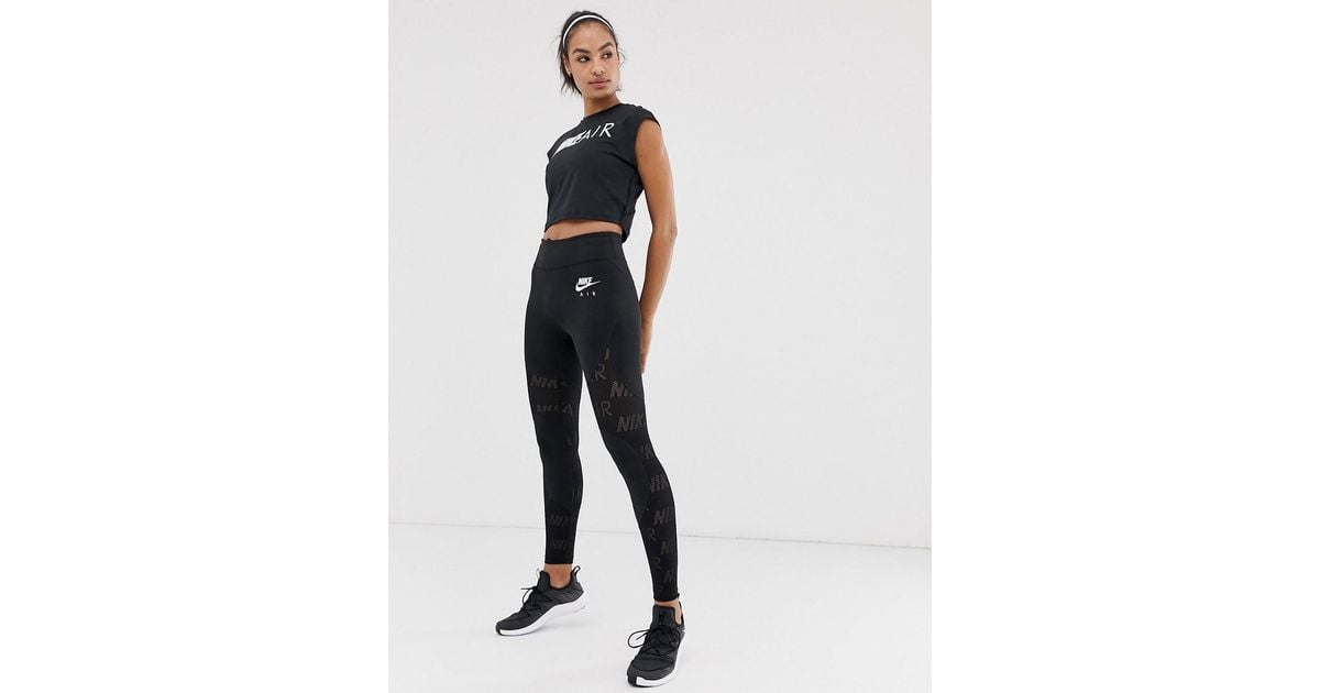 Nike Nike Air Running Leggings With Mesh Panels In Black