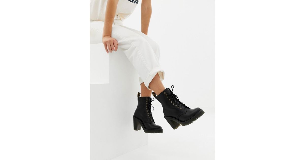 Botines de tacon de cuero negro Kendra Dr. Martens de color Negro Lyst