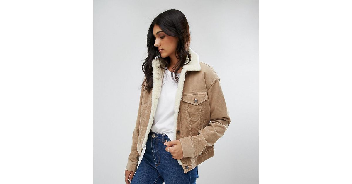 cord jacket with fleece collar