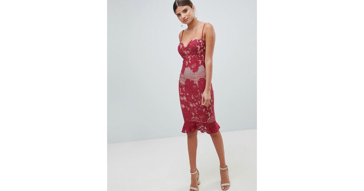 girl in mind lace frill hem midi dress