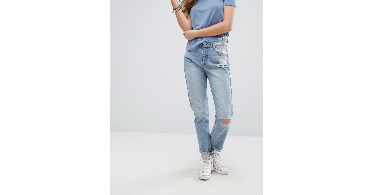 Pull And Bear Ripped Mom Jeans