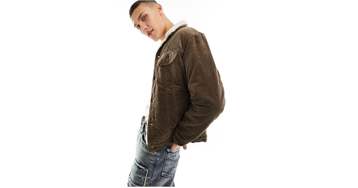 Lee Jeans Sherpa Borg Lined Cord Jacket in Brown for Men Lyst UK