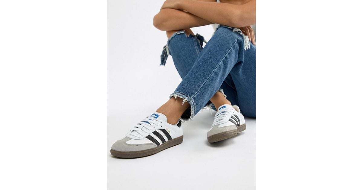 adidas originals samba og trainers in white and black