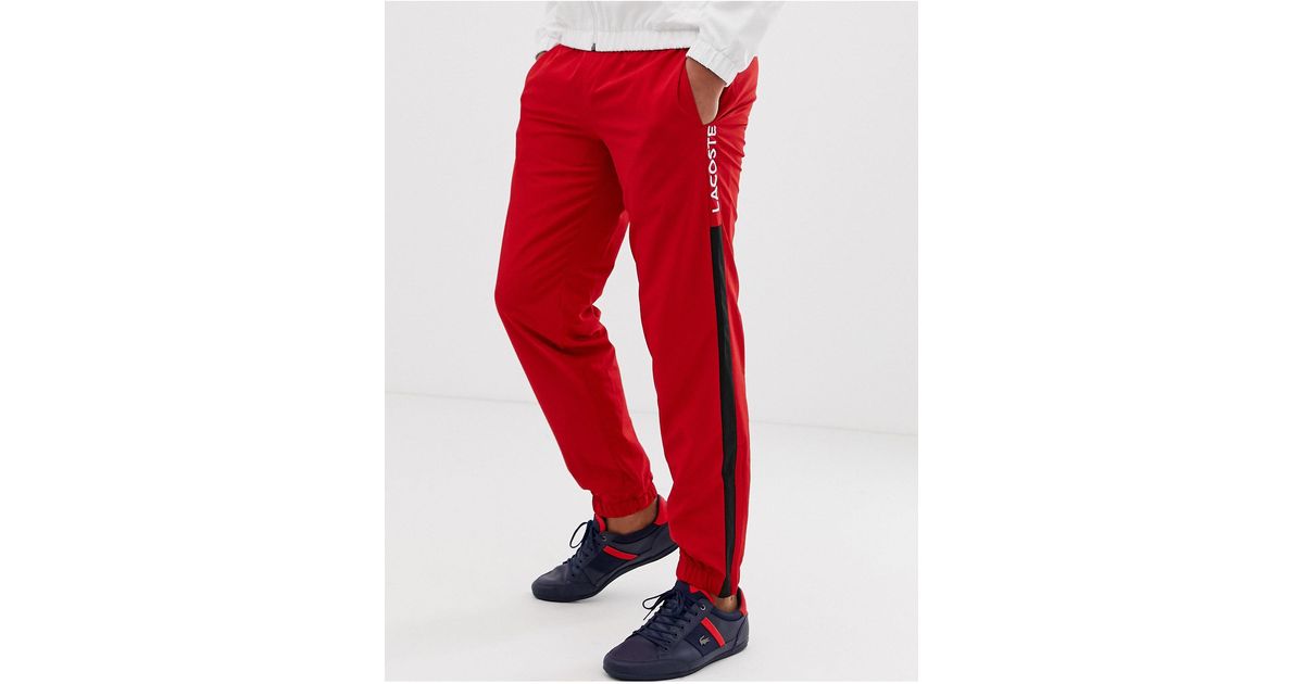 Side Stripe jogging Bottoms Lacoste pour homme en coloris Rouge | Lyst
