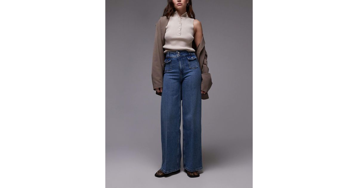 Aria Double-Button Wide-Leg Jeans main image 1