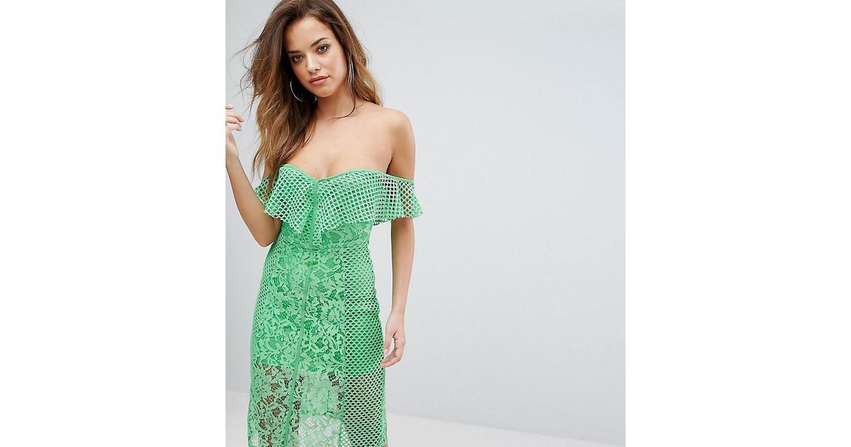 pretty little thing green lace dress