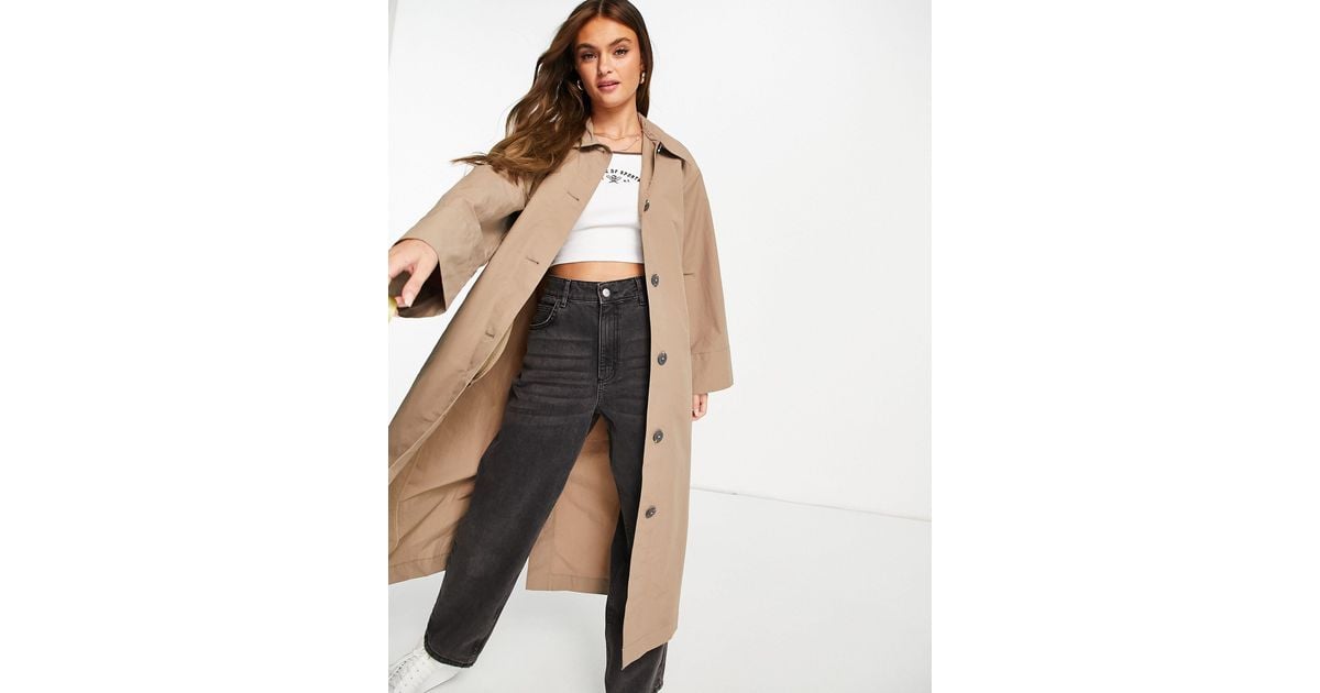 Monki Synthetic Hilde Trench Coat in Brown | Lyst Canada