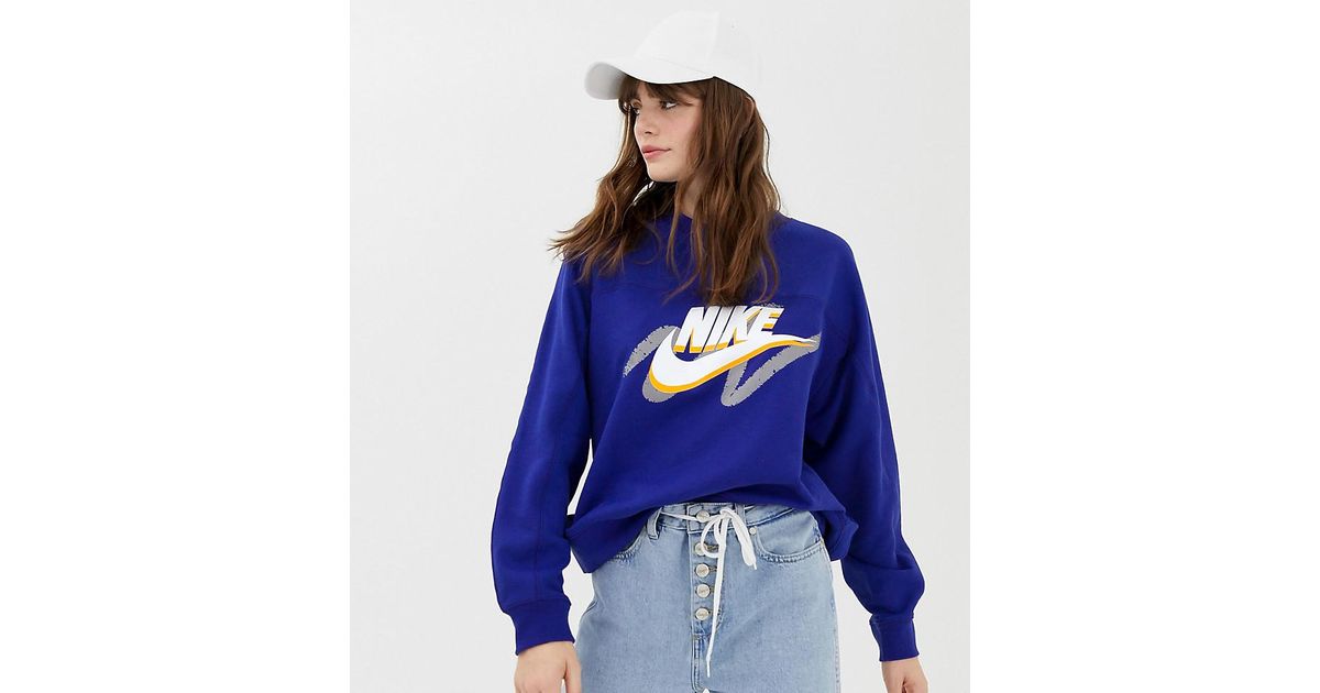 nike archive blue graphic logo sweatshirt