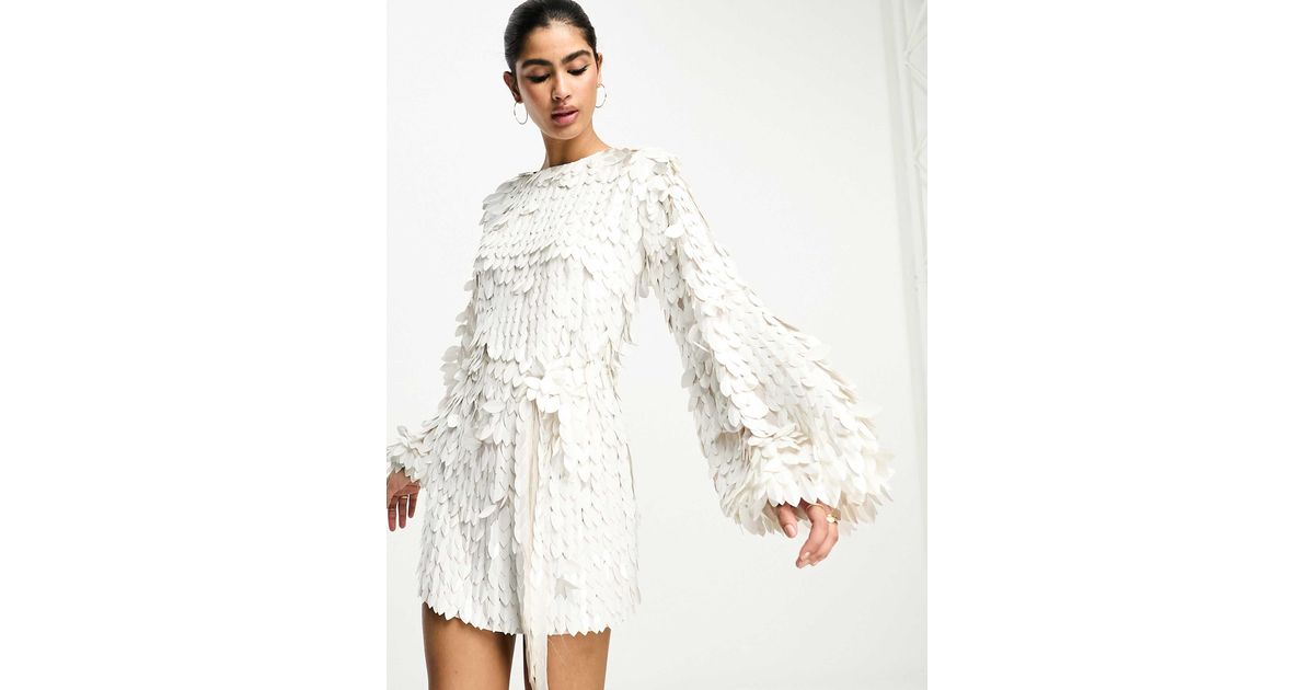 Gown Design Feather Asos Long Sleeve White Dress ASOS Luxe Cami Mini  Embellished Corsetted Dress With