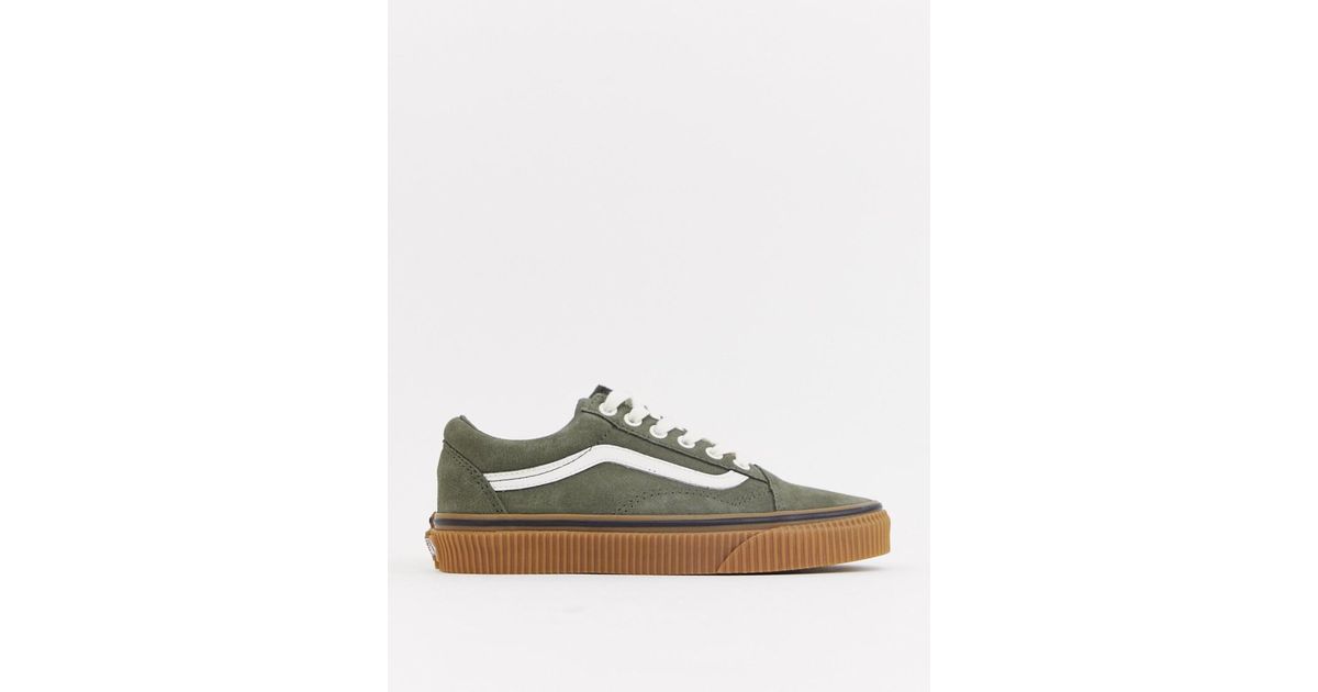 vans old skool olive green gum sole