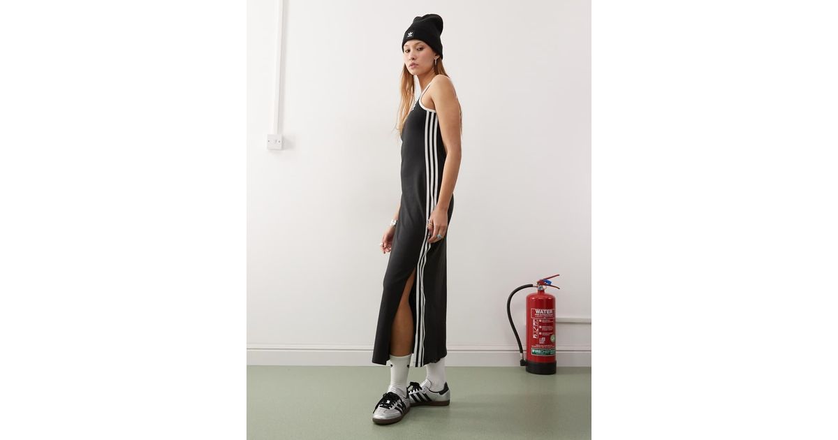 chinese dress ladies Y3 Yohji Yamamoto Adidas Long Tank Gown with Stripe Detail