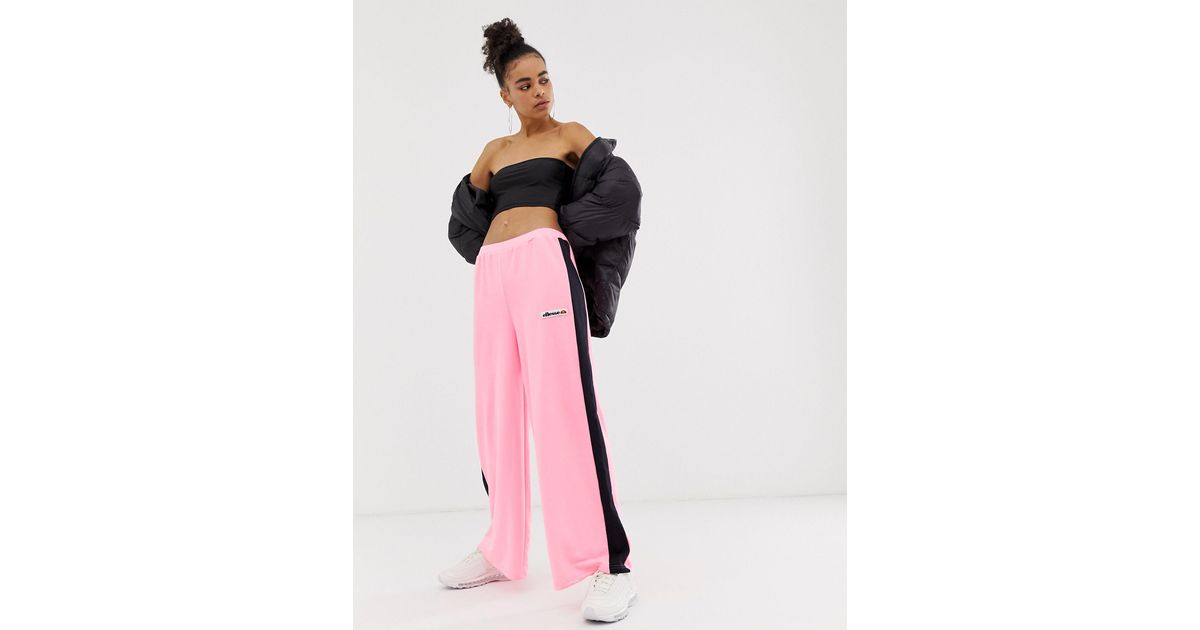 Ellesse Baumwolle – Trainingshose mit geradem Bein und seitlichem Logo in  Pink - Lyst