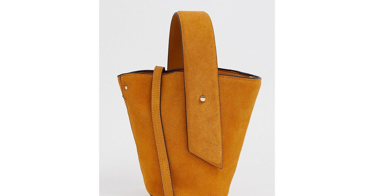 mango suede bucket bag