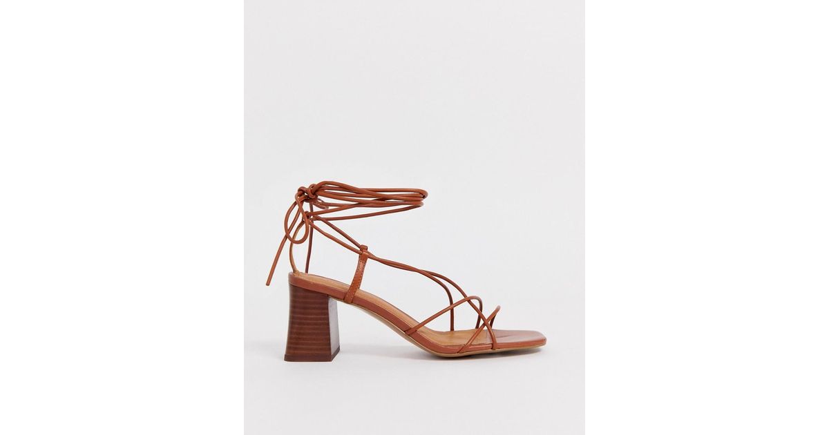 & Other Stories Leather Strappy Heeled Sandals In Cognac in Brown | Lyst UK
