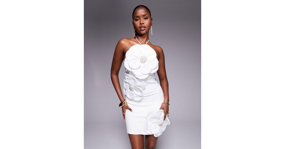 knee length dresses for ladies Valerian Lemon Floral Print Bandeau Mini Dress With Ruffle Hem  Club L  London