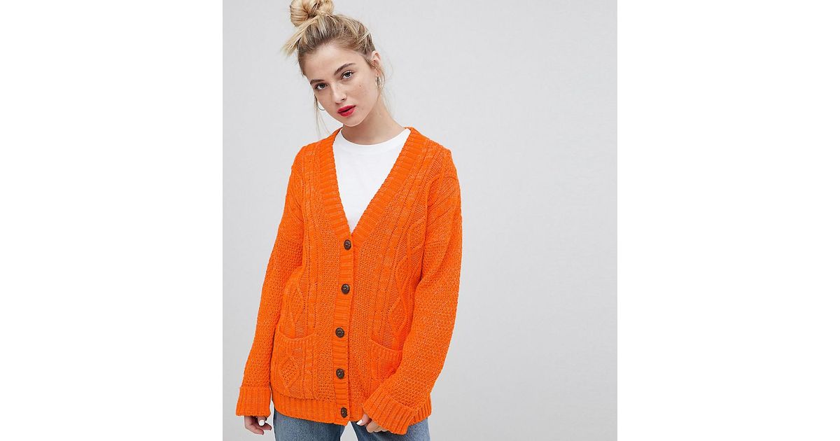 orange boyfriend cardigan