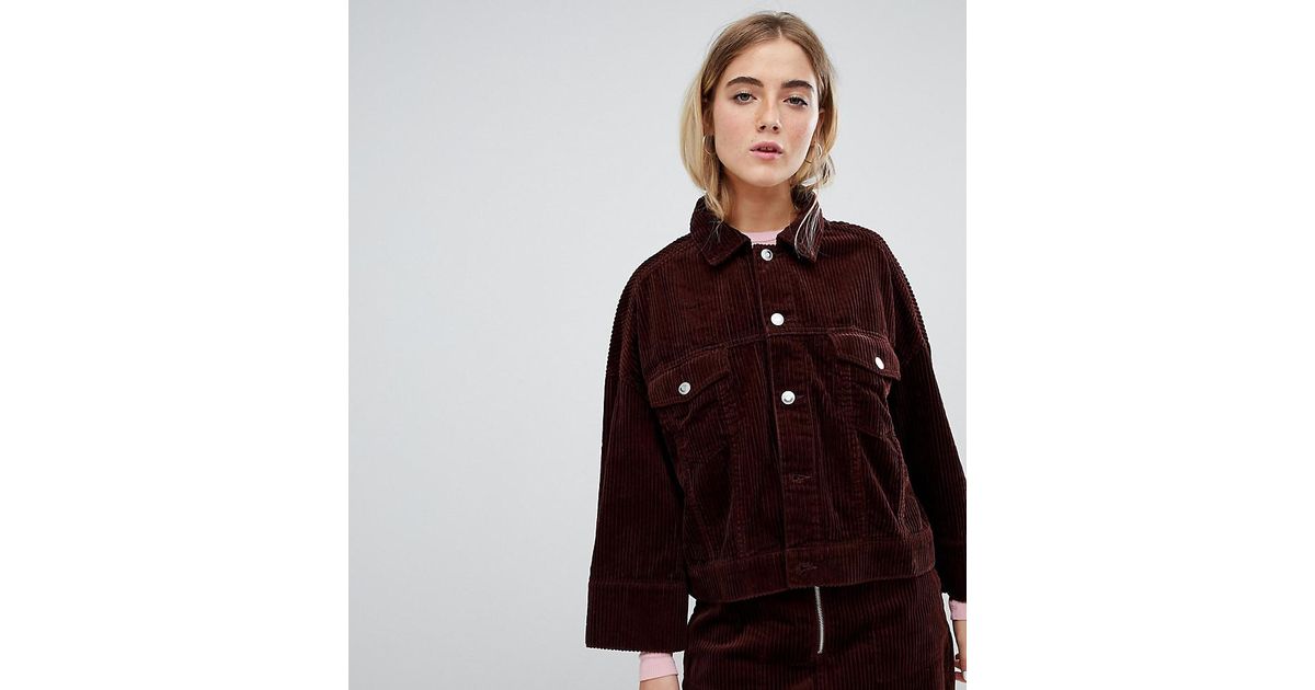 Weekday Cotton Wide Sleeve Cord Jacket In Brown Lyst