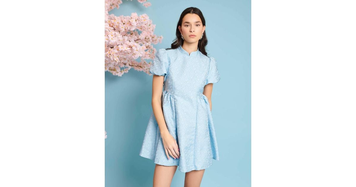 ★SHAKIRI★JANE PUFF MINI DRESS (BLUE)★正規品/韓国送料込 Sister JaneSapphire Jacquard Mini Dress – POPPY