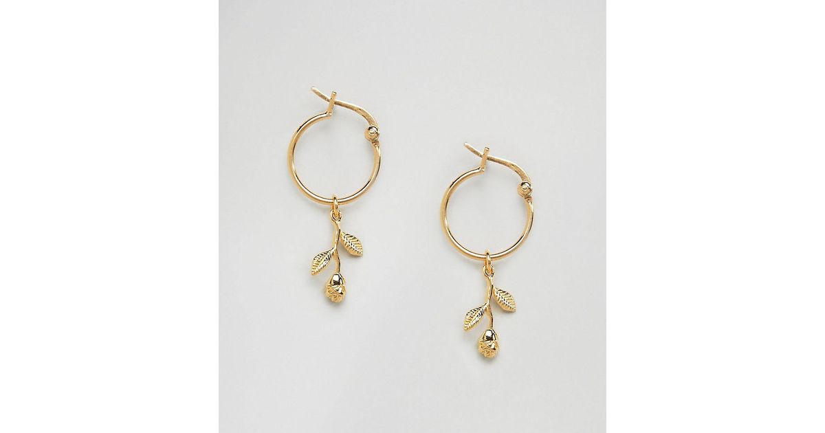 Lyst Asos Gold Plated Sterling Silver Rose Charm Hoop Earrings In Lyst Asos Gold Plated Sterling Silver Rose Charm Hoop Earrings In Metallic