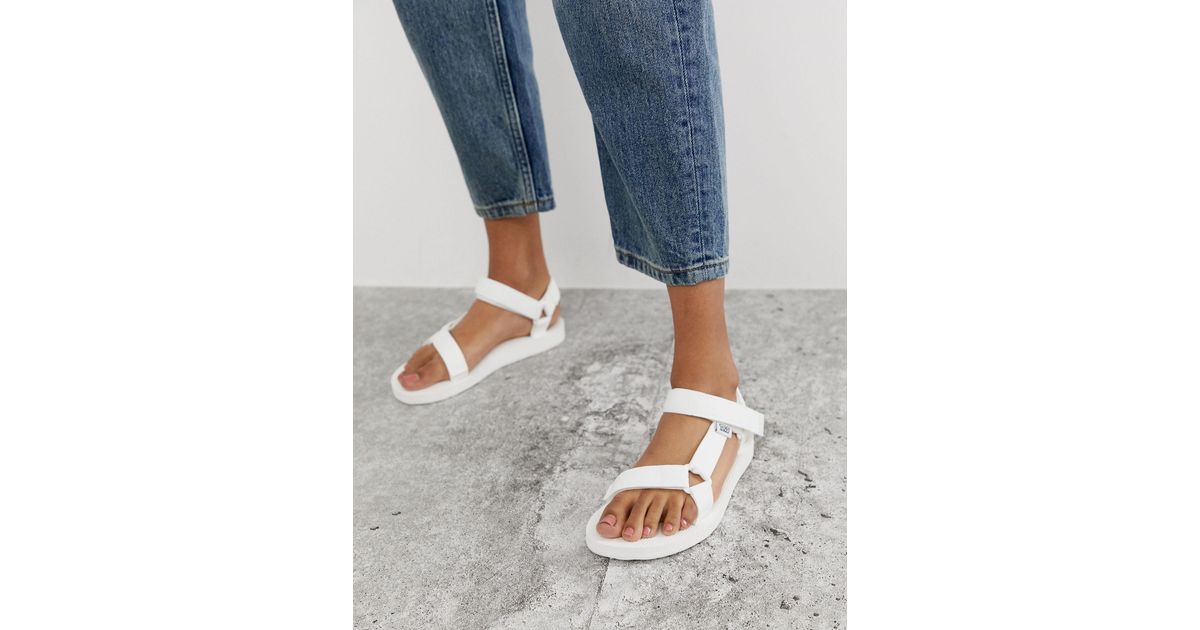 teva white original universal flat sandals
