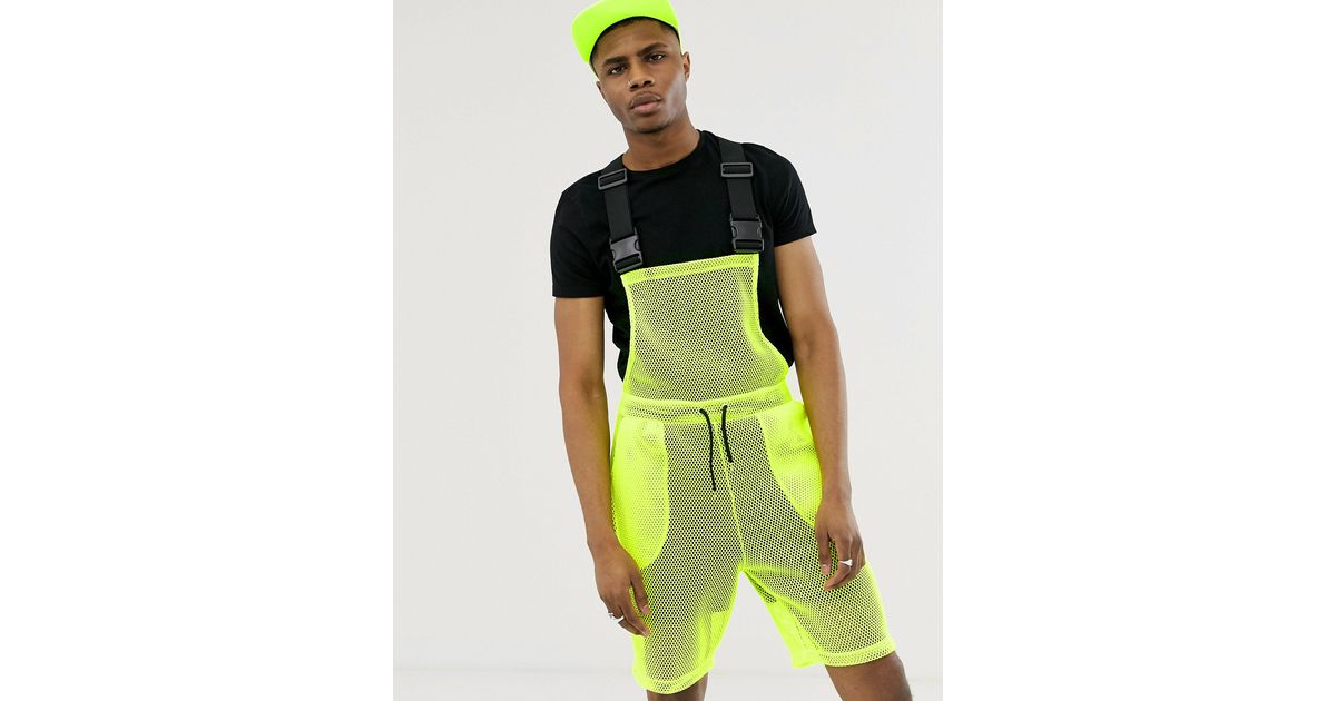 ASOS Festival Mesh Dungarees in Yellow for Men Lyst UK