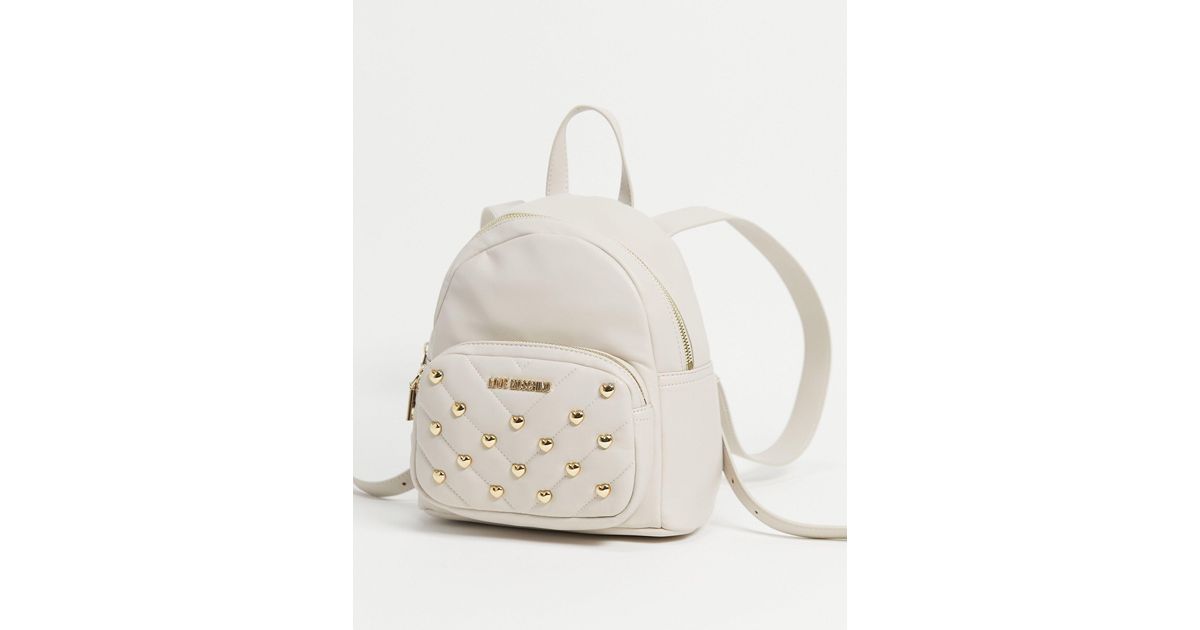 Zaino crema con borchie di Love Moschino in Neutro | Lyst