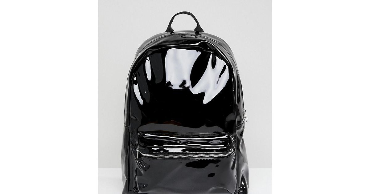 black patent backpack