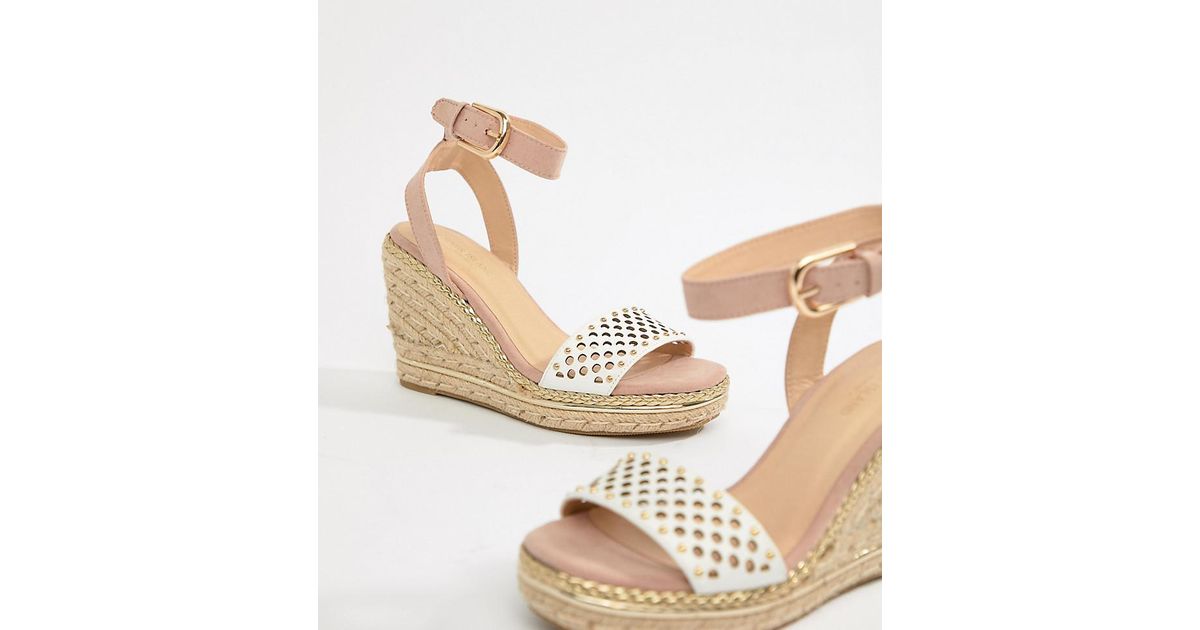 beige studded flatform espadrille wedges river island