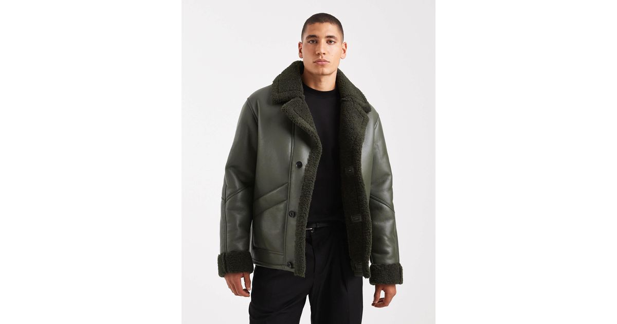 ASOS Aviator Jacket With Borg in Black for Men | Lyst