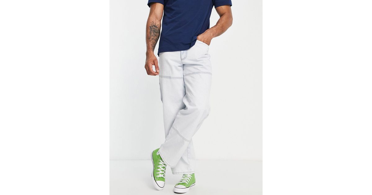 Collusion Denim X014 90s baggy Pannelled Utility Jeans in Blue for Men | Lyst