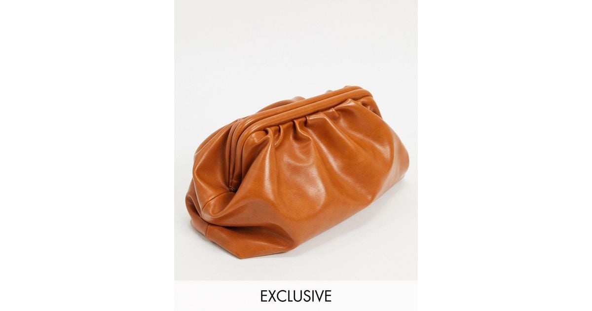 Glamorous Exclusive Oversized Slouchy Pillow Clutch Bag in Brown | Lyst
