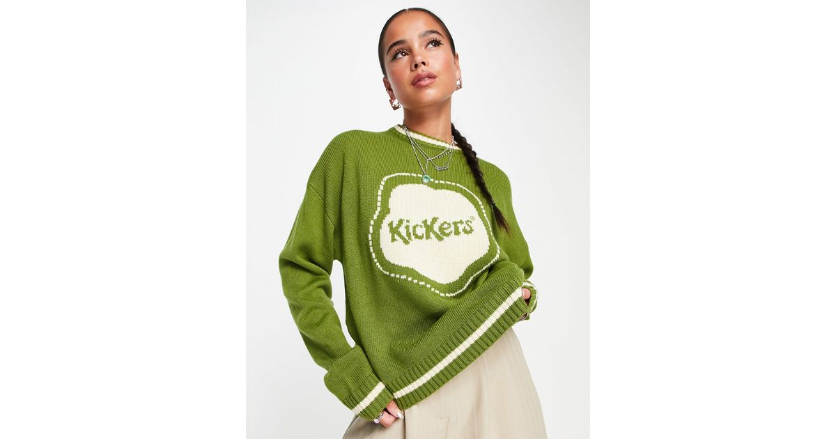 Kickers Fleurette Intarsia Knit Jumper With Big Logo in Green | Lyst