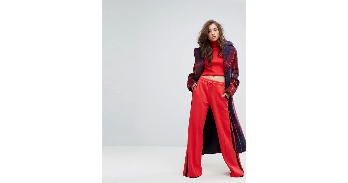 Tommy Hilfiger Red Gigi Hadid Oversized Plaid Wool Coat