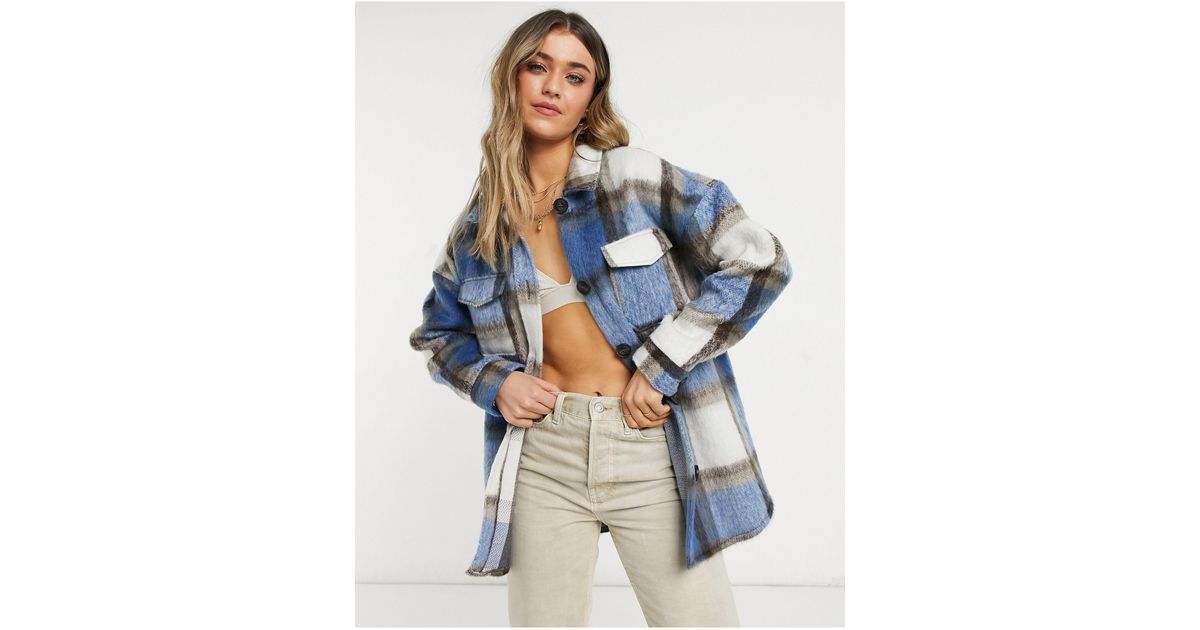 Karierte Hemdjacke Damen Hemdjacke Hellblau H&m Langes Shacket