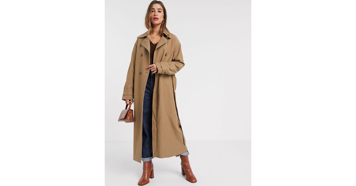 Mango Maxi Trench Coat in Brown | Lyst