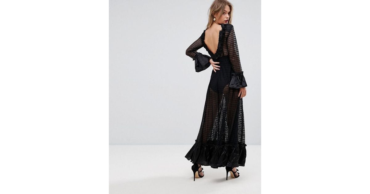 ASOS All Over Lace Sheer Maxi Dress in Black Lyst