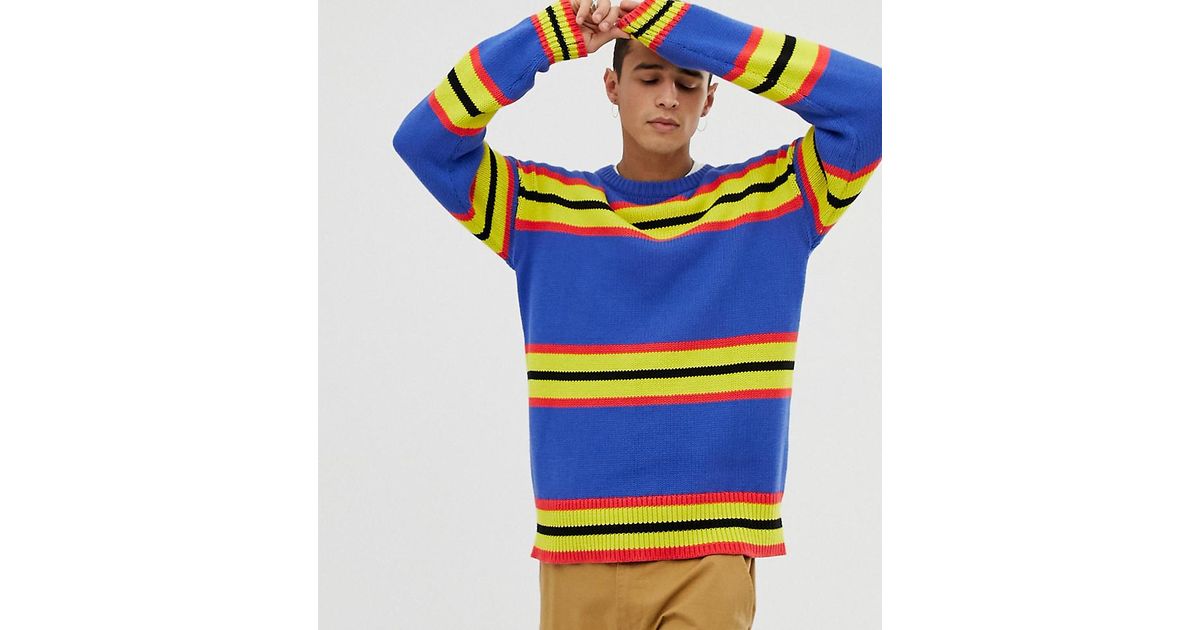 collusion crew neck jumper in stripe